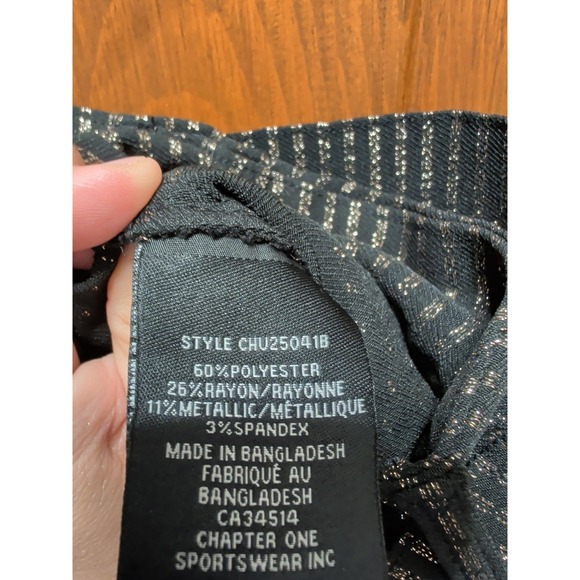 Jules & Leopold Pull On Slim Leg Ankle Length Pant Tie Front  Gold Shimmer Black - Picture 8 of 8